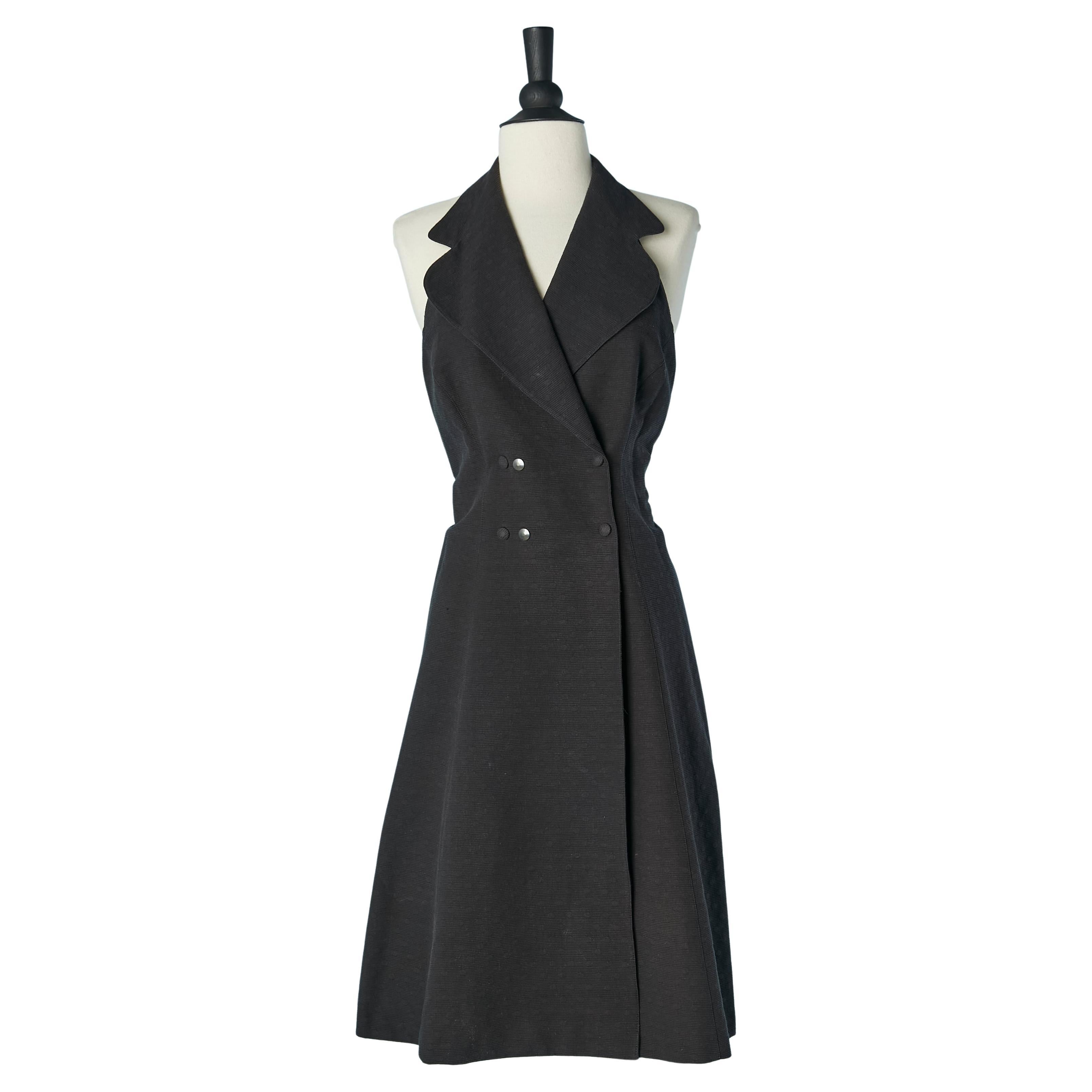 Vestido cruzado sin espalda en jacquard de algodón negro LOLITA LEMPICKA en venta