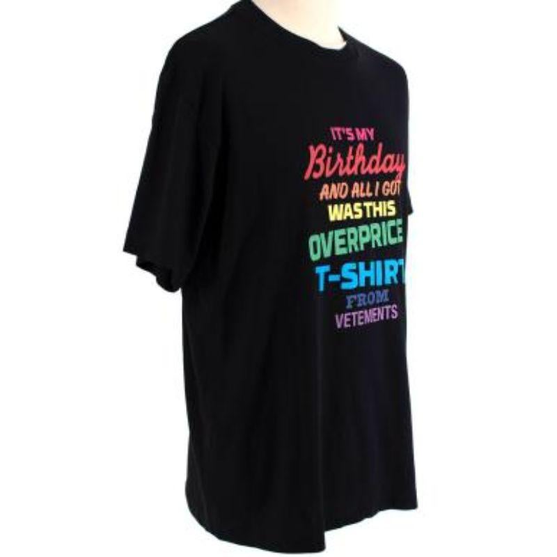 Black cotton jersey birthday print T-shirt In Excellent Condition For Sale In London, GB