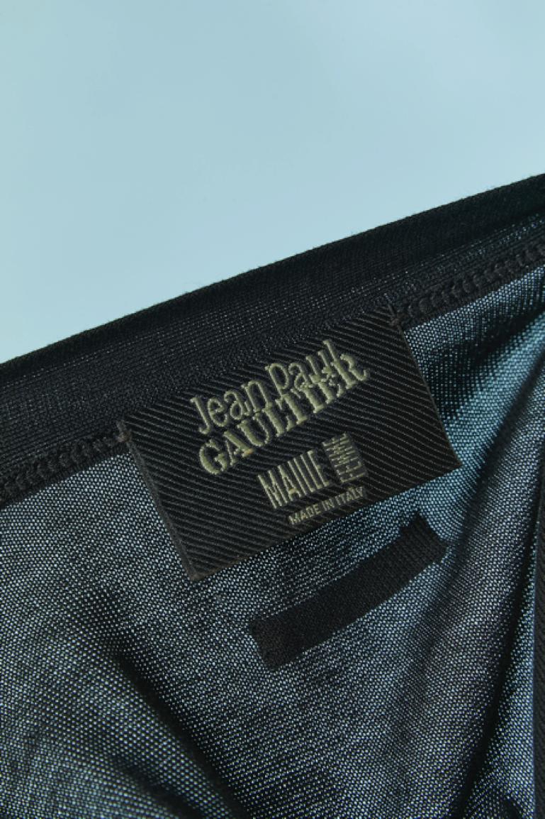 Black cotton jersey double vest  and backless sweater Jean-Paul Gaultier For Sale 3