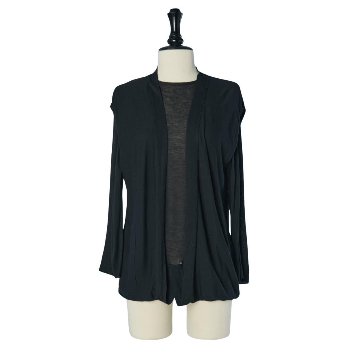 Black cotton jersey double vest  and backless sweater Jean-Paul Gaultier For Sale