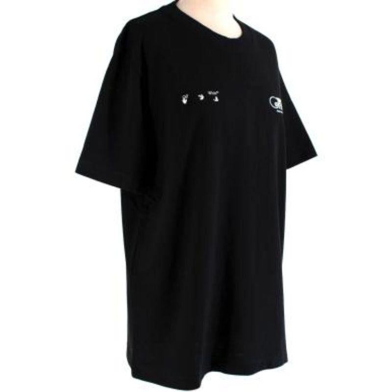 Off White black cotton jersey spaceship printed T-shirt
 
 - Midweight, black cotton jersey long sleeve T-shirt, with white graphic print on the chest and across the shoulders 
 
 Made in Portugal
 Machine wash at 30 degrees
 
 Condition 9.5/10
 
