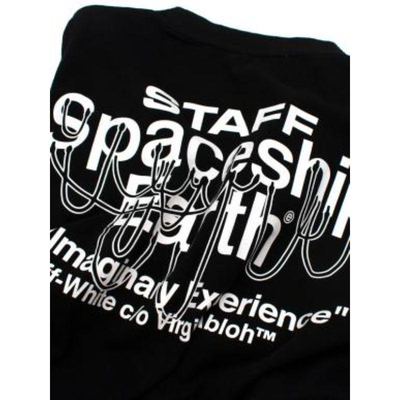 Black cotton jersey spaceship printed T-shirt For Sale 4