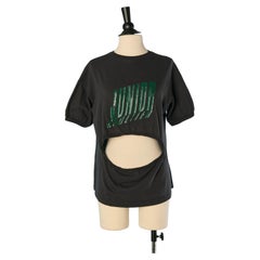Black cotton jersey tee-shirt open on the belly GAULTIER JUNIOR