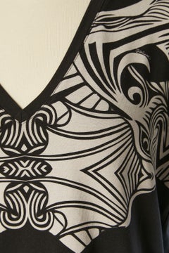 Black cotton jersey tee-shirt with grey tribal print Just Cavalli