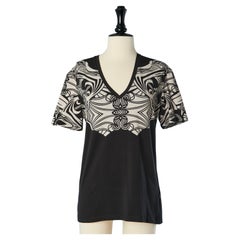 Maglietta in jersey di cotone nero con stampa tribale grigia Just Cavalli