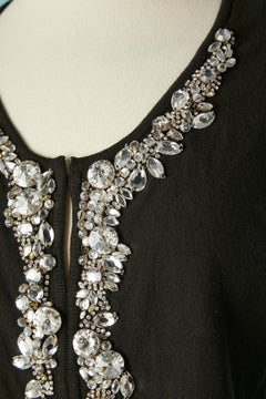 Black cotton knit evening cardigan with rhinestone embellishment Sonia Rykiell