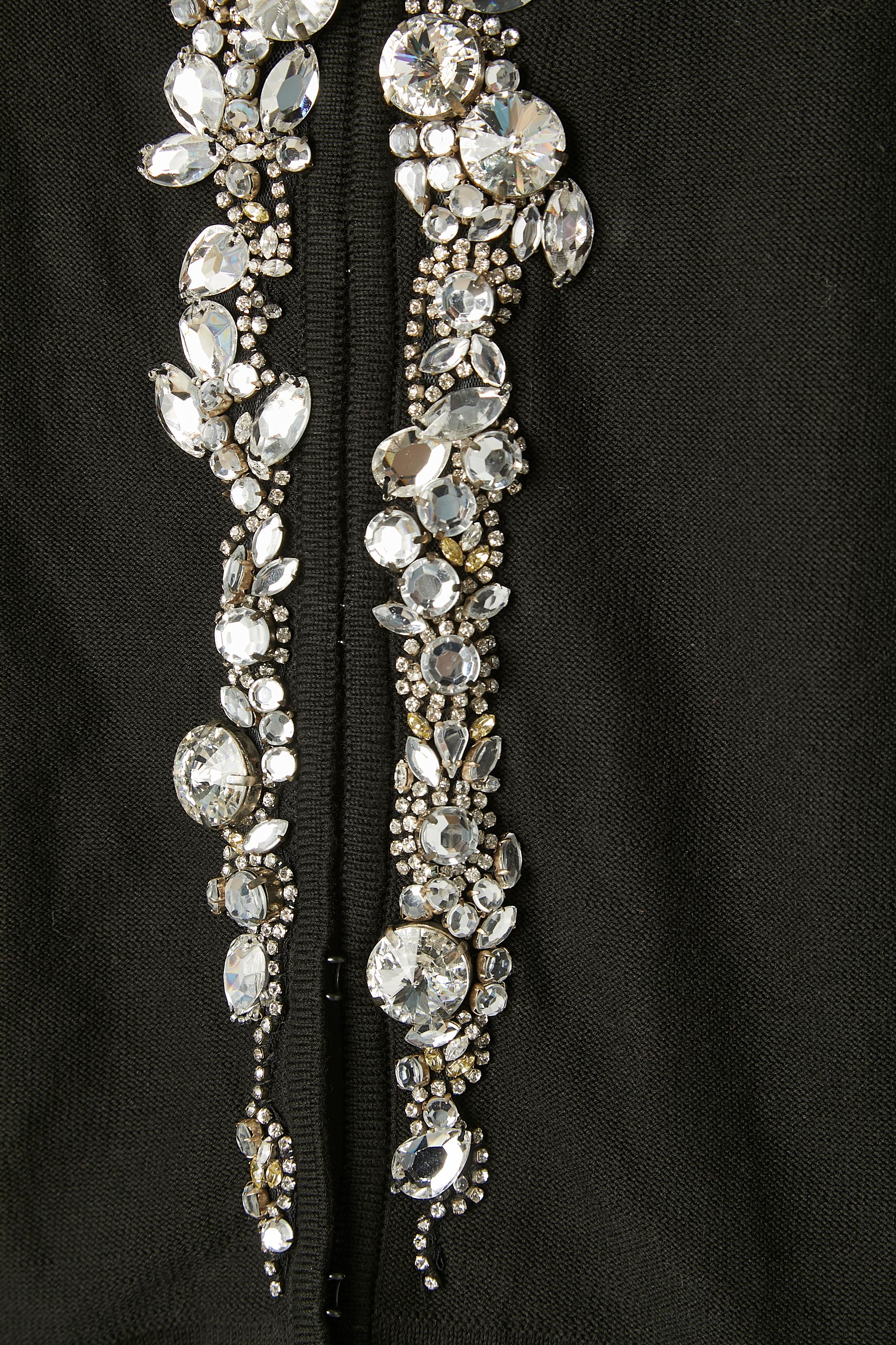 Noir Cardigan de soirée en tricot de coton noir avec ornements en strass Sonia Rykiell  en vente