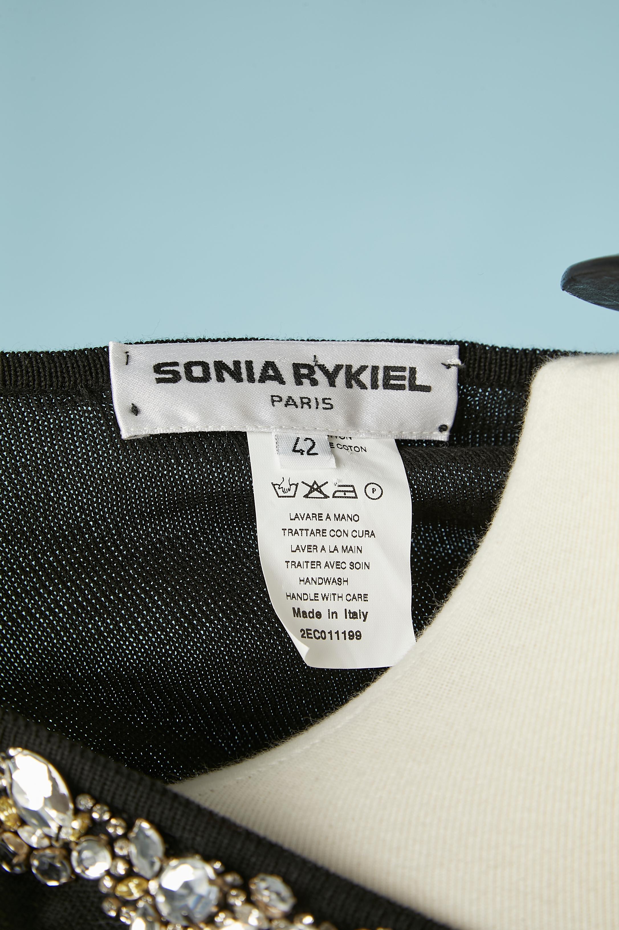 Black cotton knit evening cardigan with rhinestone embellishment Sonia Rykiell  For Sale 1