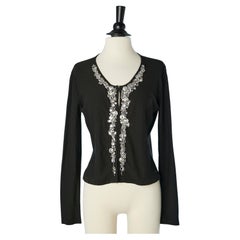 Black cotton knit evening cardigan with rhinestone embellishment Sonia Rykiell 