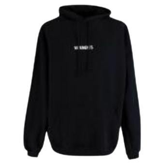Black cotton logo hoodie For Sale