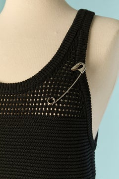 Abito lungo in cotone nero con spilla da balia Sonia Rykiel