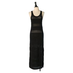 Abito lungo in cotone nero con spilla da balia Sonia Rykiel
