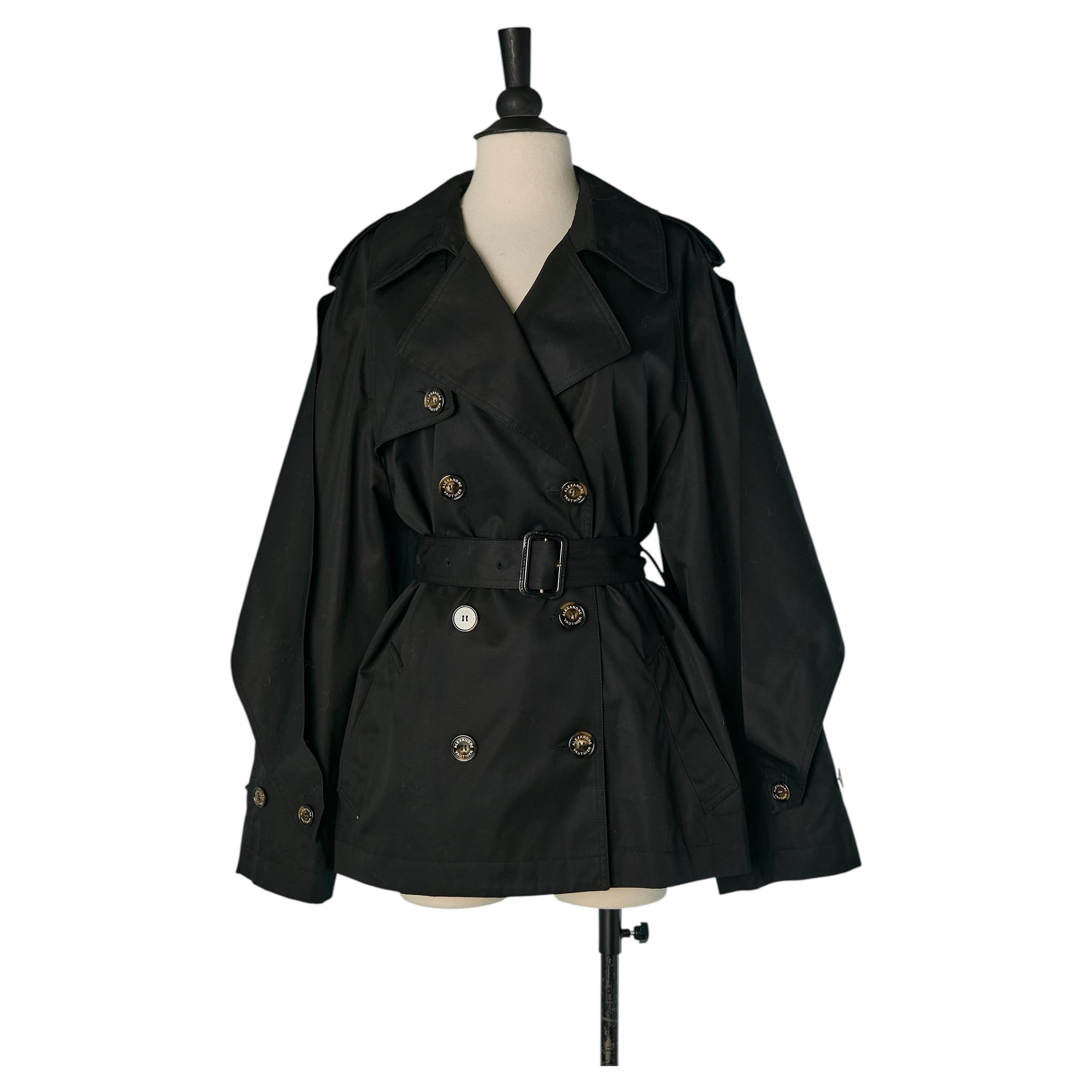 Cappotto di cotone nero ALEXANDRE VAUTHIER