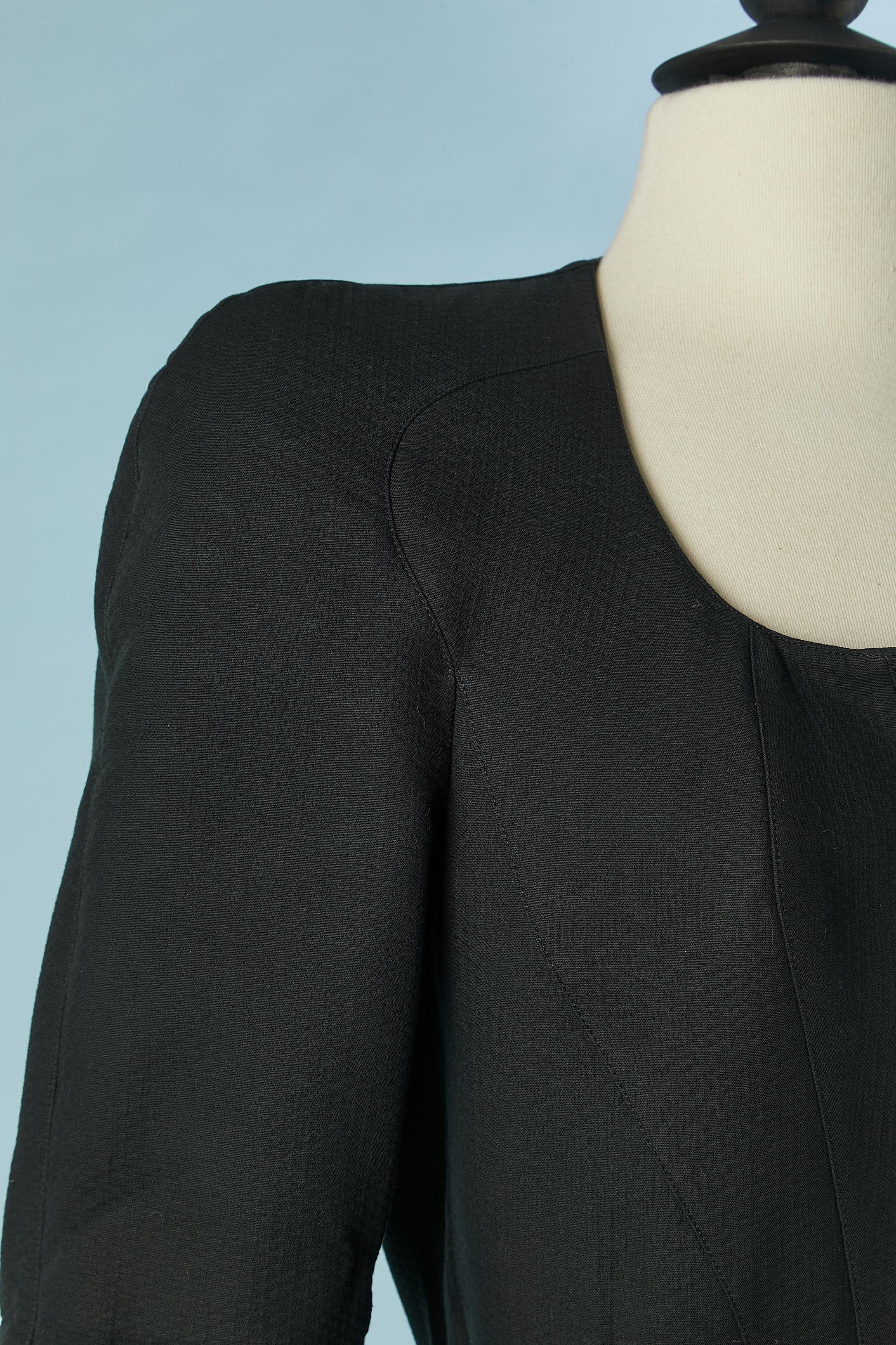 Black cotton piqué dress Thierry Mugler Circa 1990's  In Excellent Condition For Sale In Saint-Ouen-Sur-Seine, FR