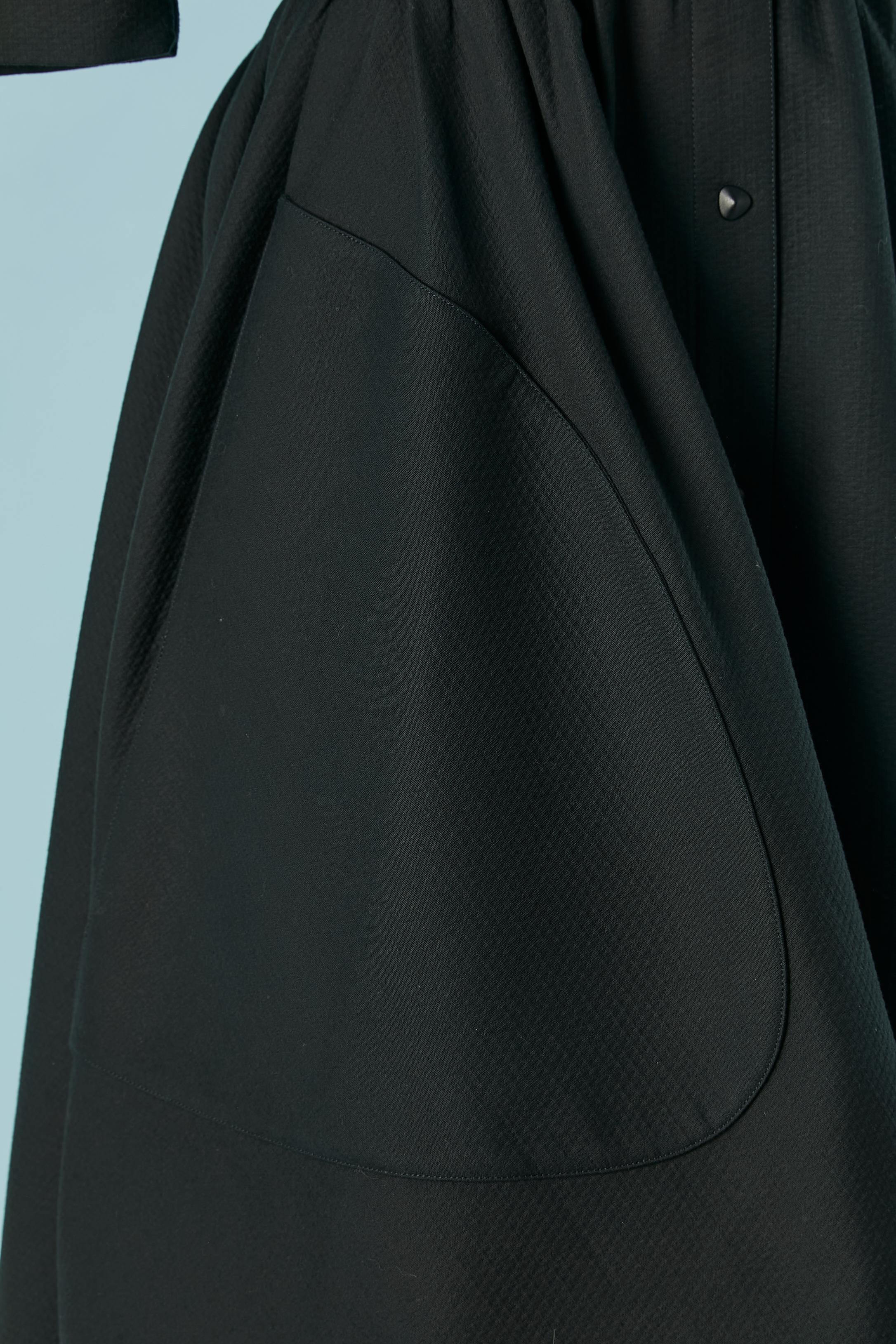 Women's Black cotton piqué dress Thierry Mugler Circa 1990's  For Sale