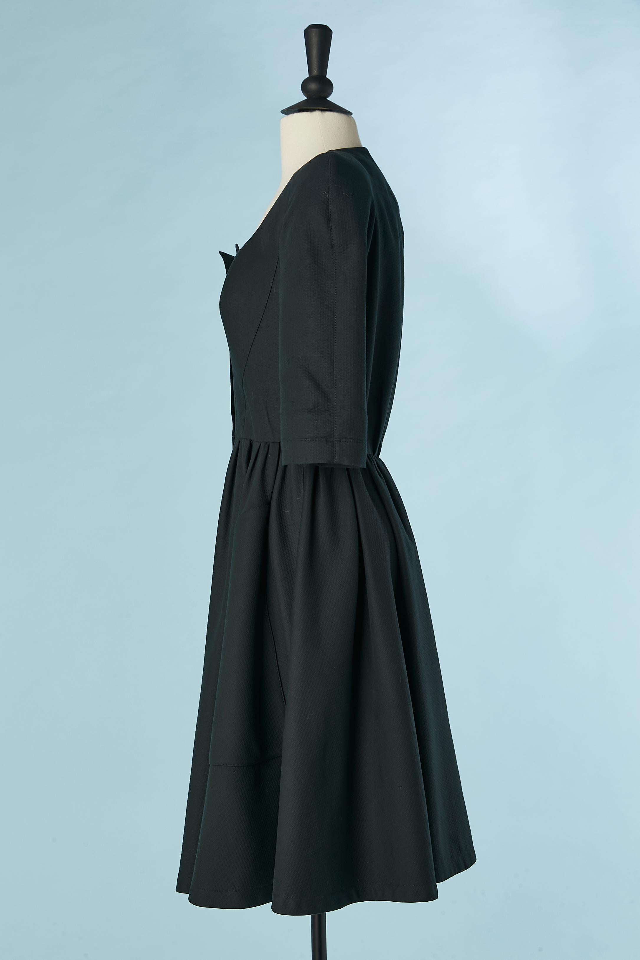 Black cotton piqué dress Thierry Mugler Circa 1990's  For Sale 1