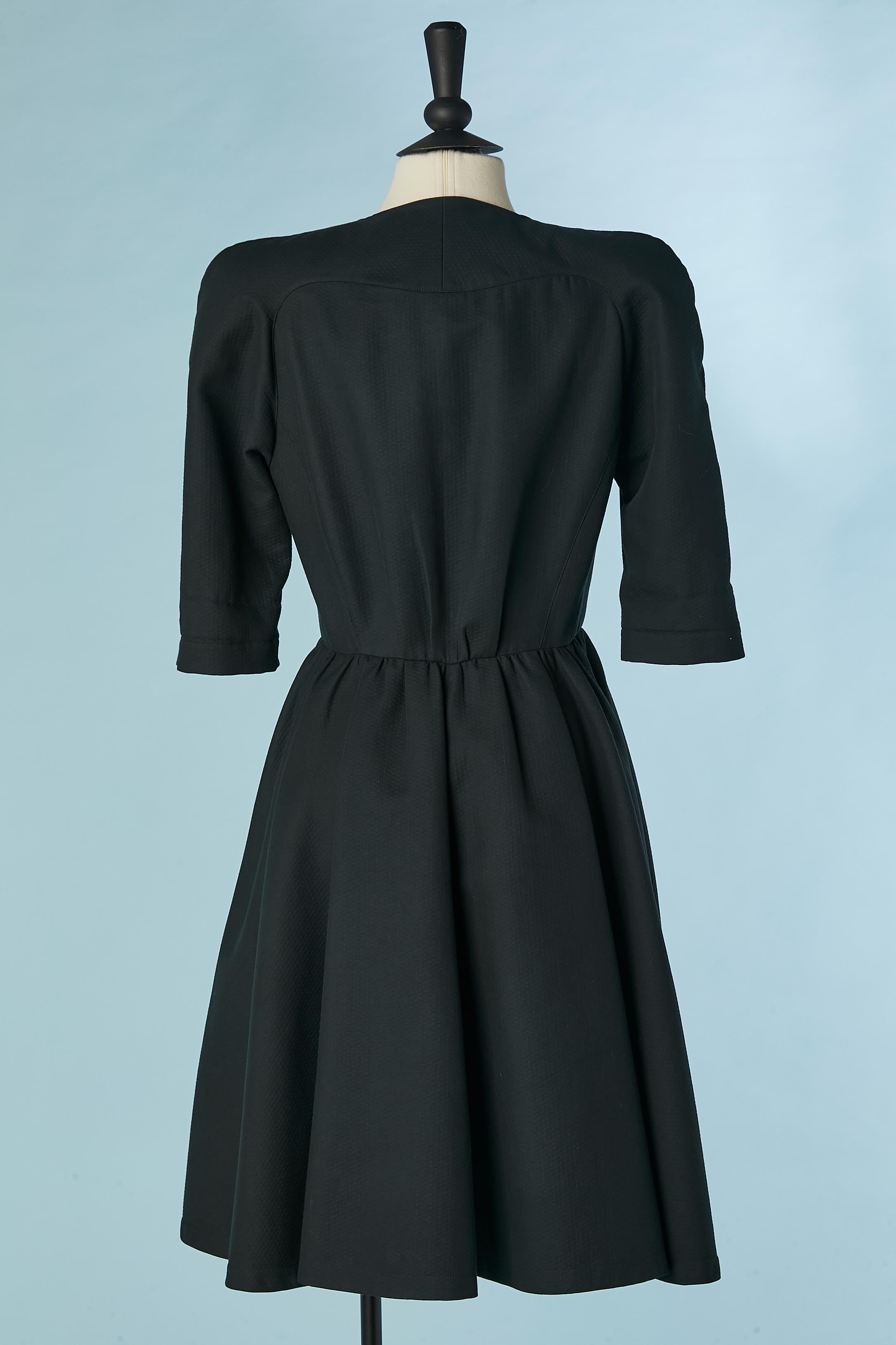 Black cotton piqué dress Thierry Mugler Circa 1990's  For Sale 2