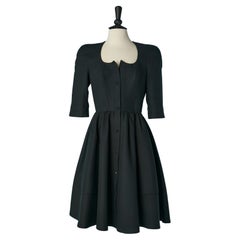 Vintage Black cotton piqué dress Thierry Mugler Circa 1990's 