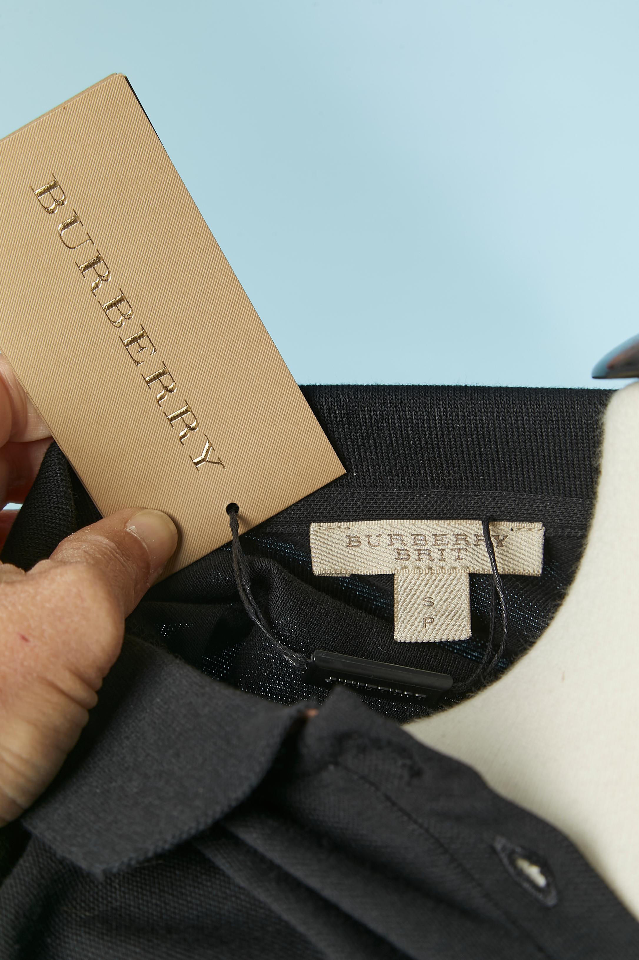 Donna Polo in cotone nero Burberry Brit New in vendita