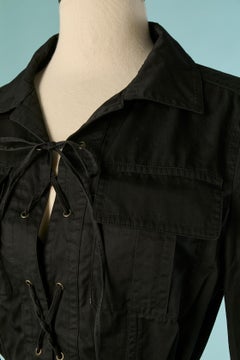 Black cotton saharienne dress YVES SAINT LAURENT Rive Gauche