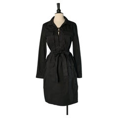 Black cotton saharienne dress YVES SAINT LAURENT Rive Gauche