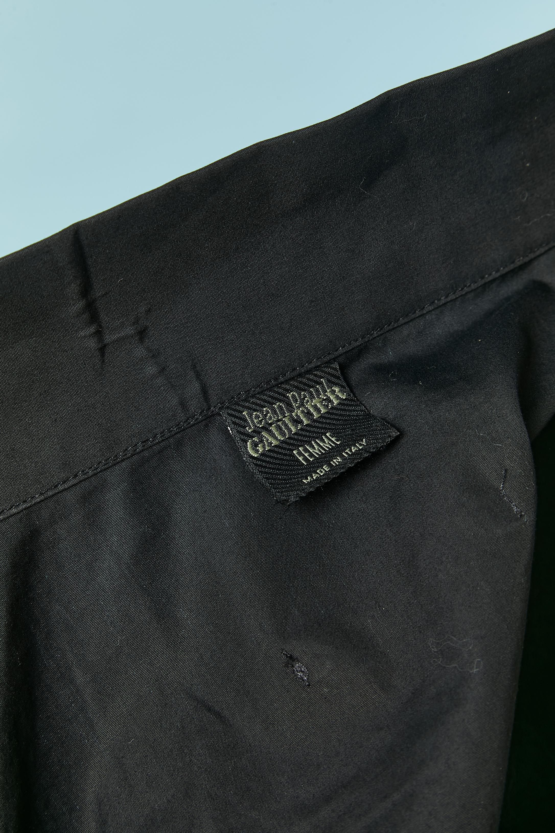 Camicia in cotone nero con coulisse sul fondo Jean Paul Gaultier Jeans in vendita 1