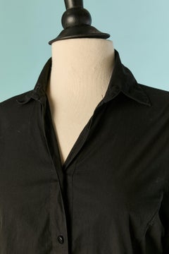 Black cotton shirt with ruffled sleeve CHANTAL THOMASS (Suite)
