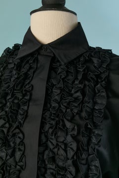 Black cotton shirt with ruffles front ALEXANDRE VAUTHIER