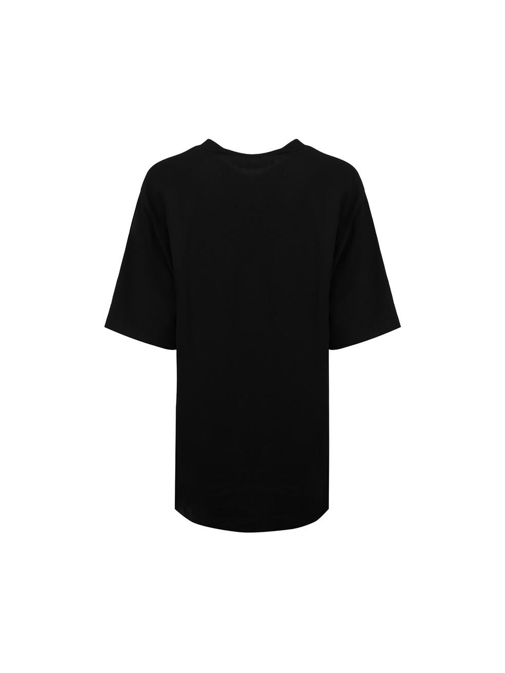 Noir T-Shirt imprimé en coton noir Silver Realtà Parallela Taille M. en vente