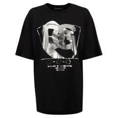 Schwarz Baumwolle Silber Realtà Parallela Print T-Shirt Größe M