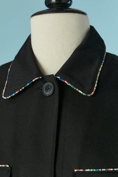 Black cotton single breasted jacket with fringes and beads edge CHRISTIAN DIOR
