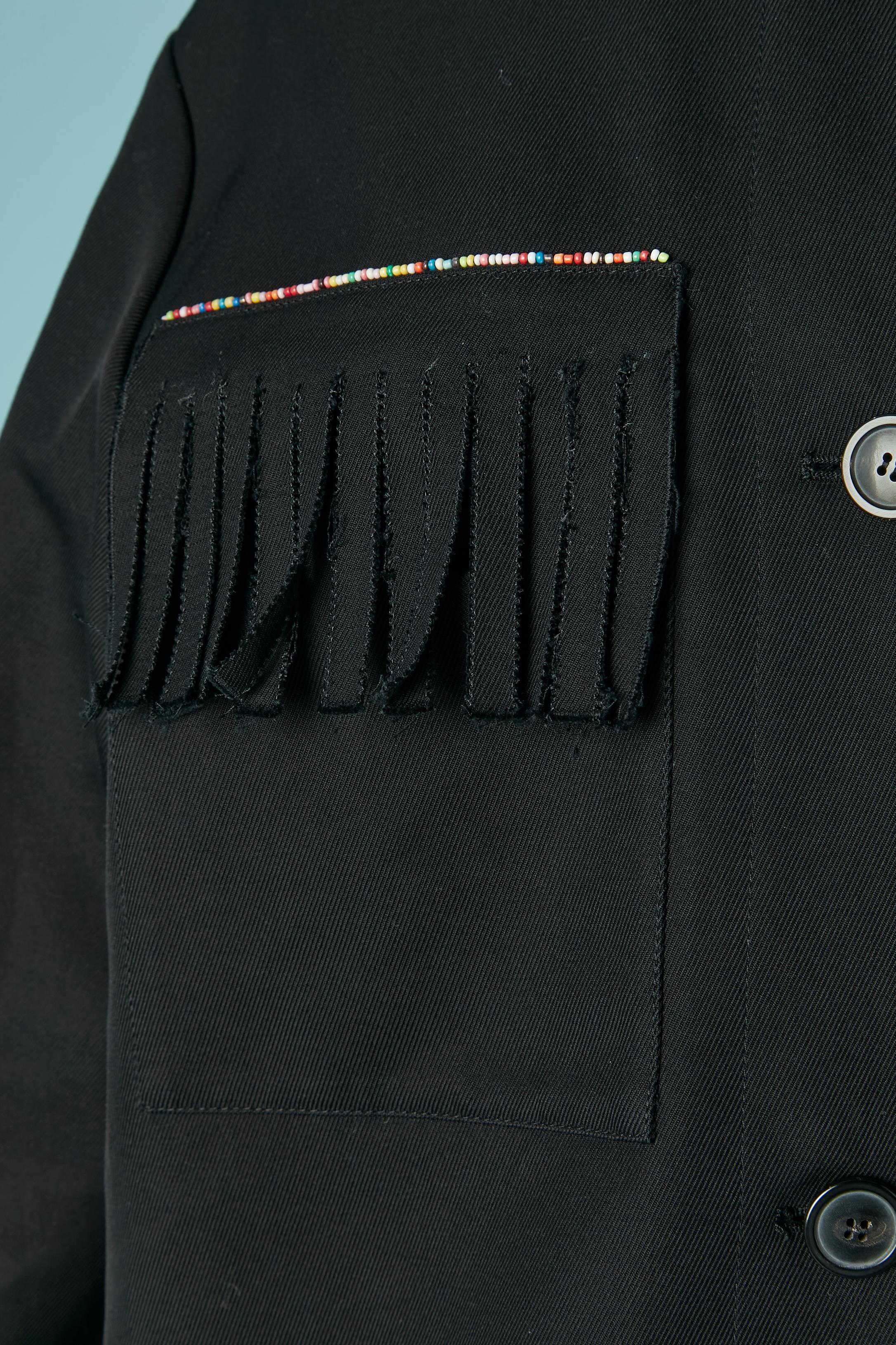 Chaqueta sencilla de algodón negro con flecos y borde de abalorios CHRISTIAN DIOR Negro en venta