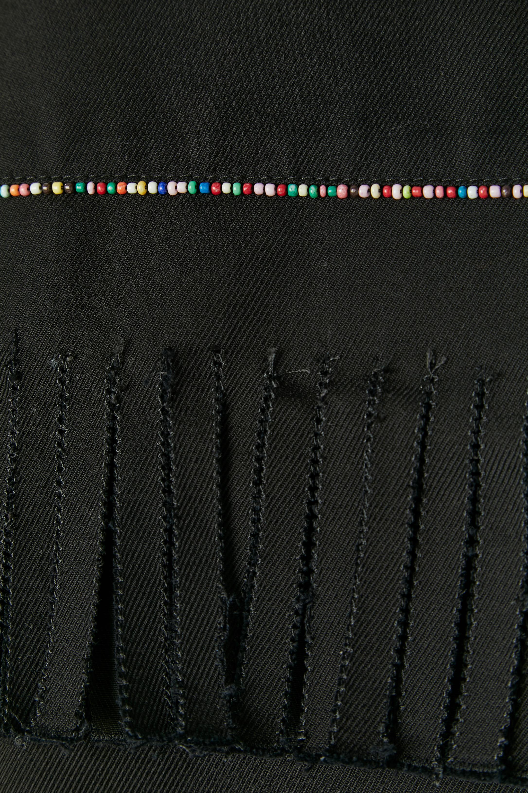 Chaqueta sencilla de algodón negro con flecos y borde de abalorios CHRISTIAN DIOR en venta 2