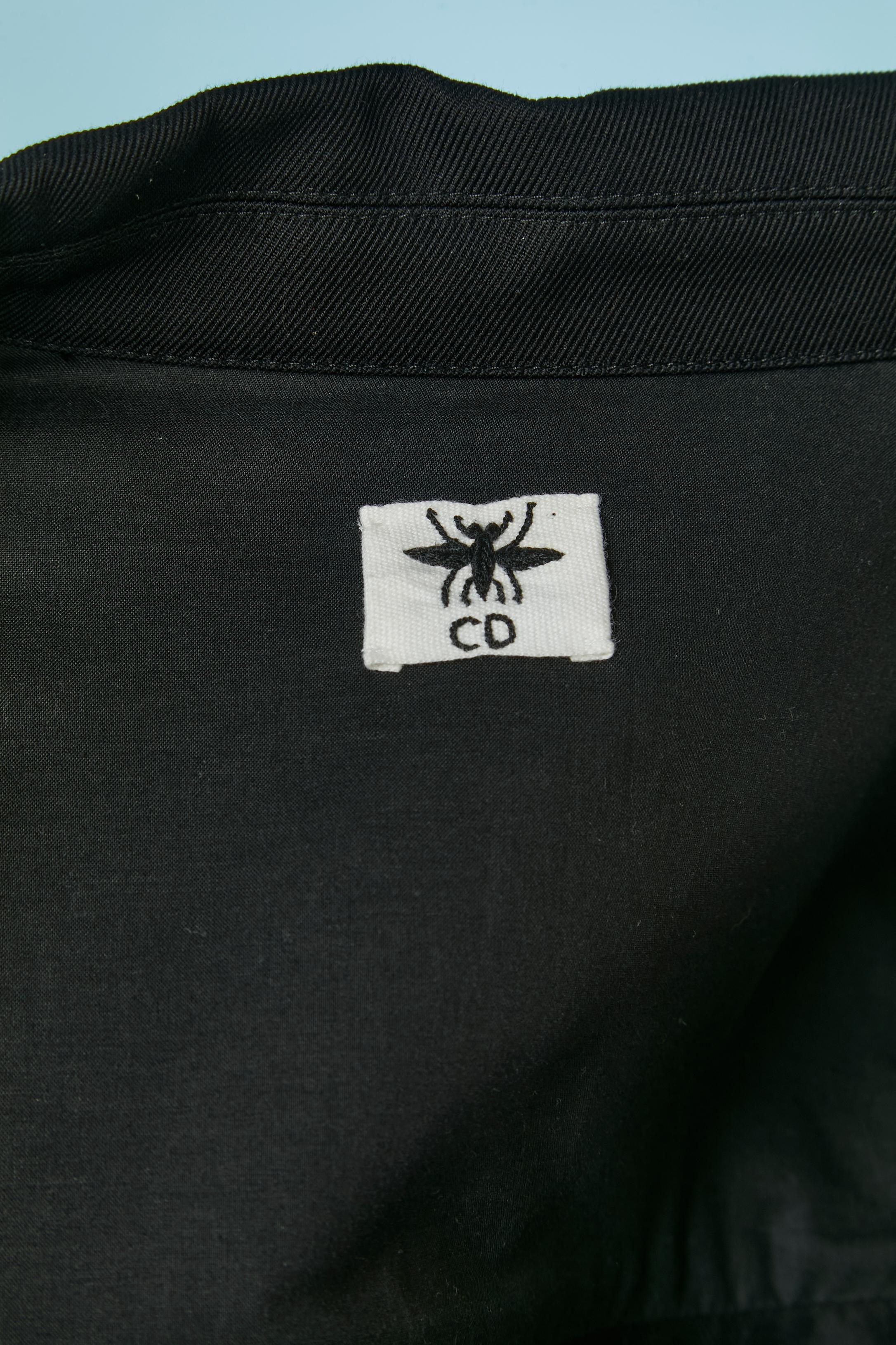 Chaqueta sencilla de algodón negro con flecos y borde de abalorios CHRISTIAN DIOR en venta 3