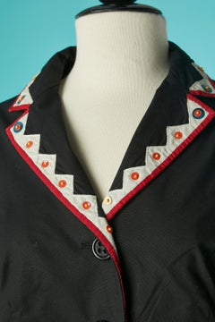 Black cotton skirt suit with fabric and sequins appliqué Moschino Cheap & Chic