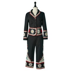 Gonna nera in cotone con tessuto e paillettes applicate Moschino Cheap and Chic