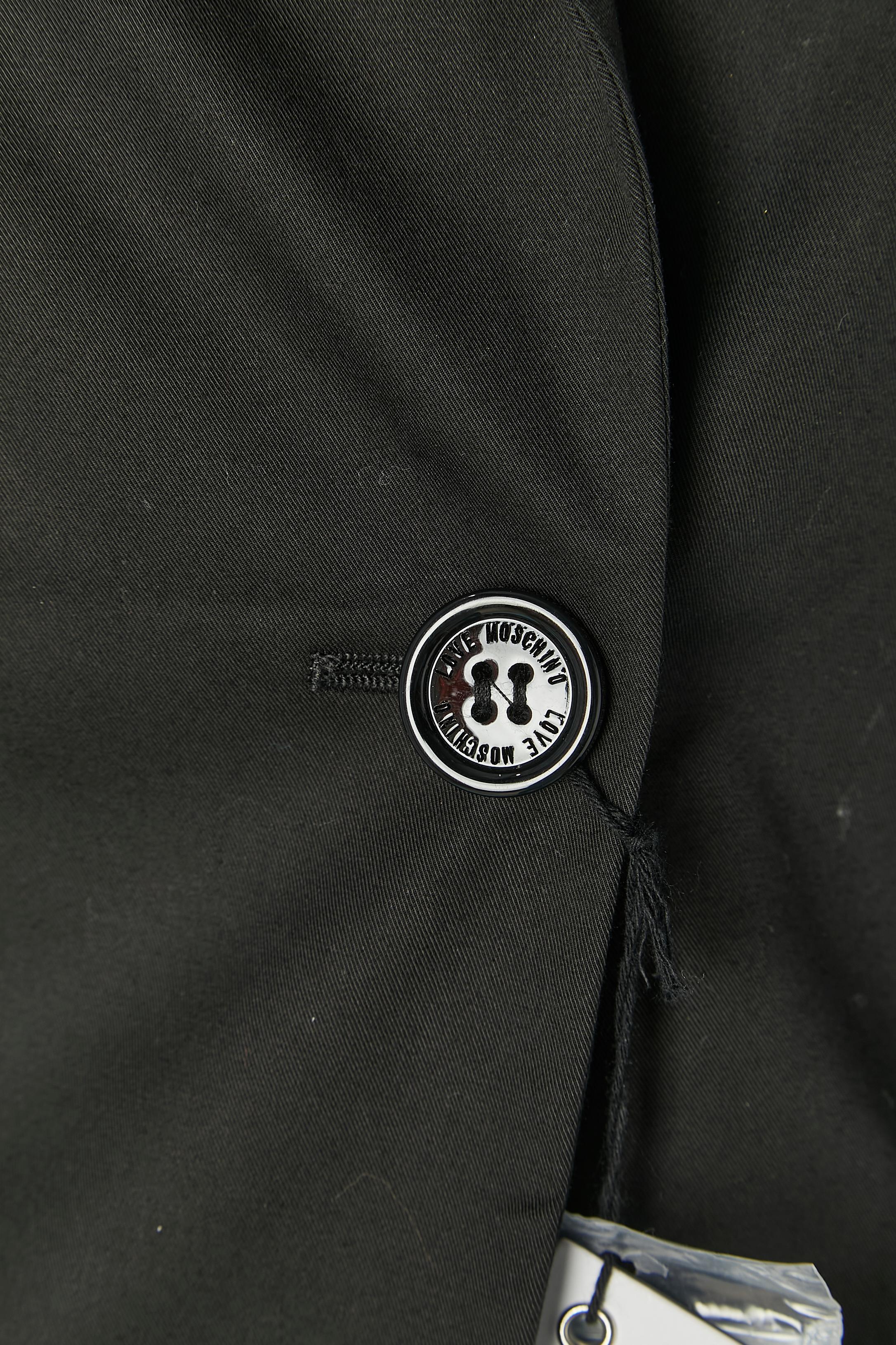 Black cotton skirt-suit with white laces LOVE MOSCHINO New In New Condition For Sale In Saint-Ouen-Sur-Seine, FR