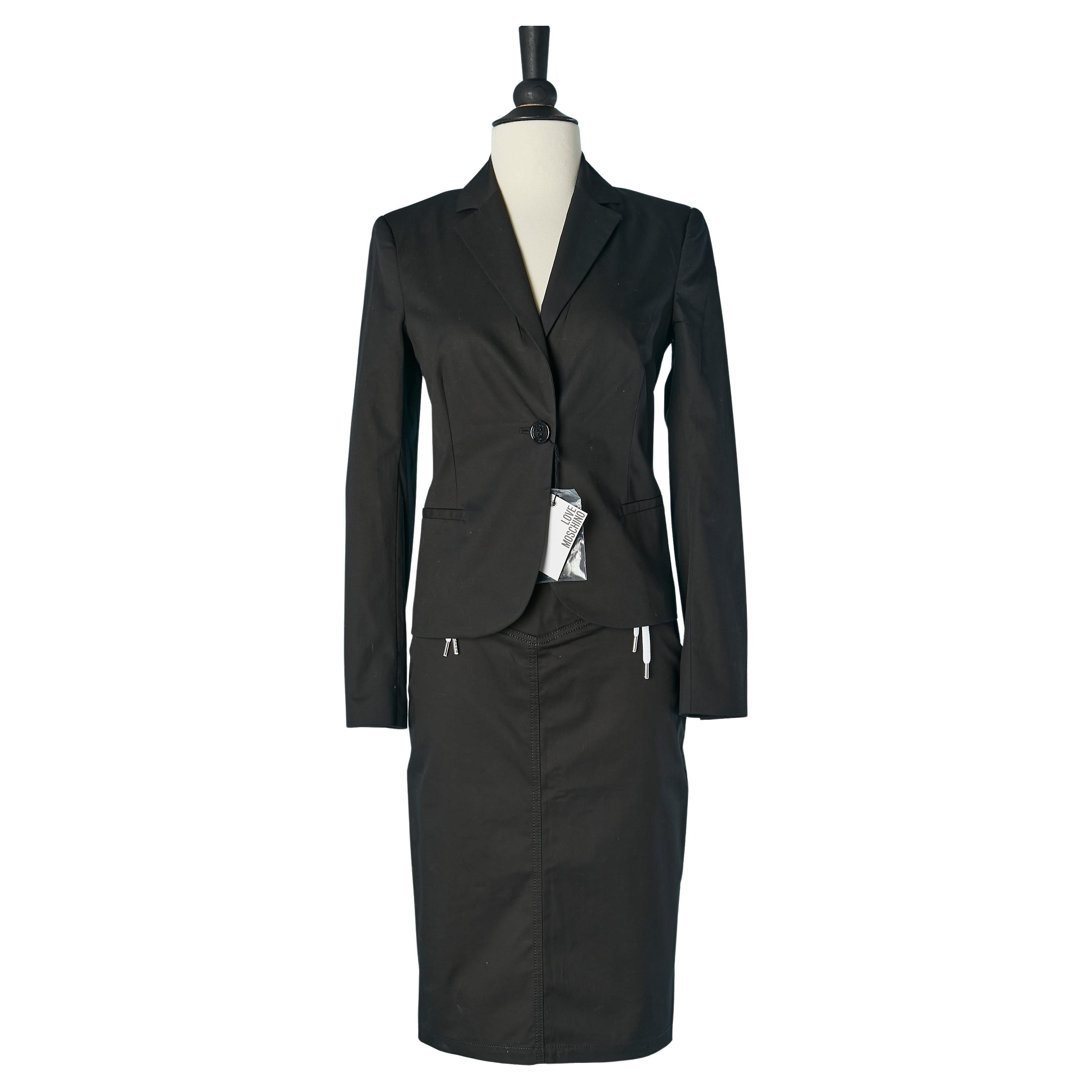Black cotton skirt-suit with white laces LOVE MOSCHINO New For Sale