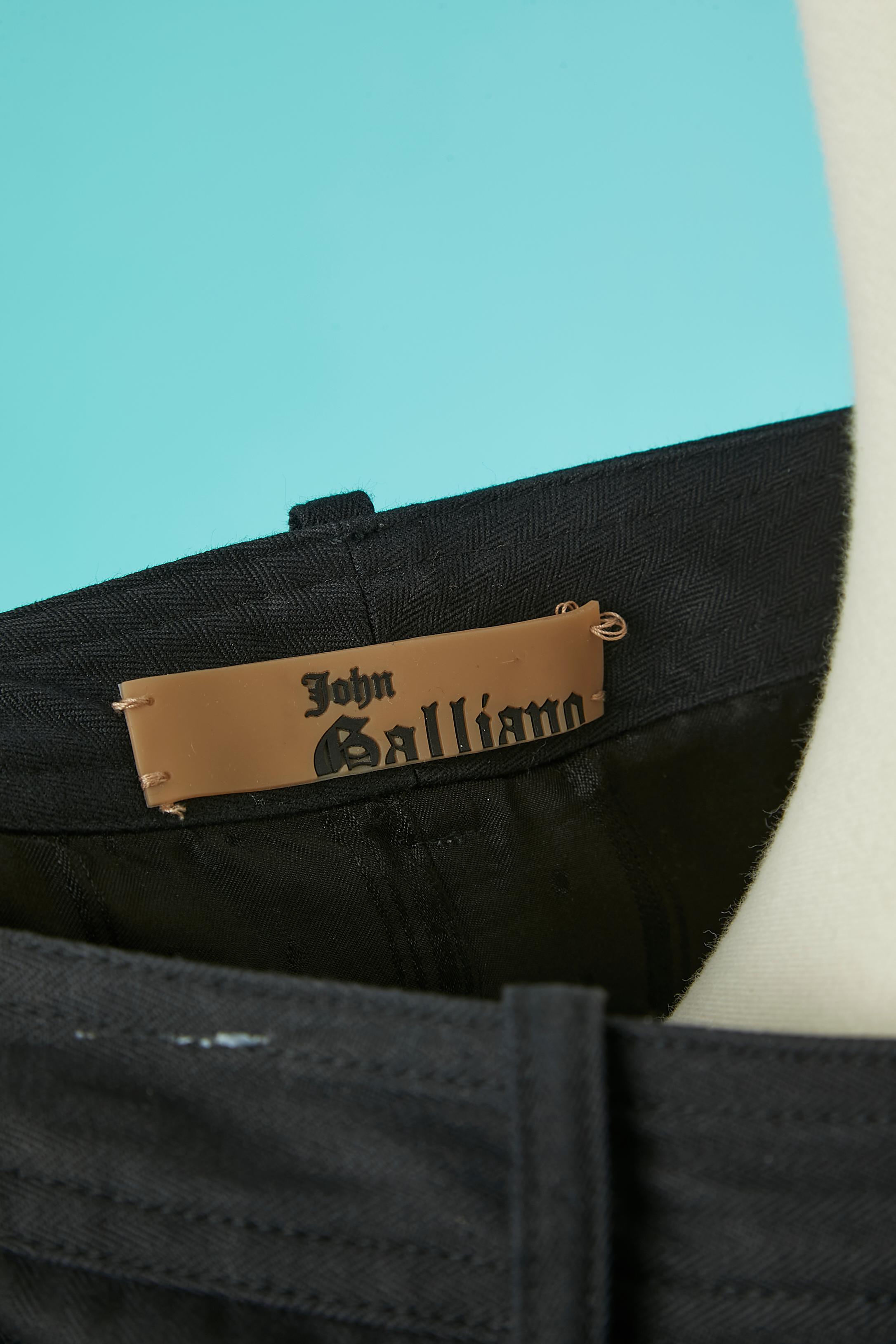 Black cotton skirt with fur edge John Galliano  For Sale 2