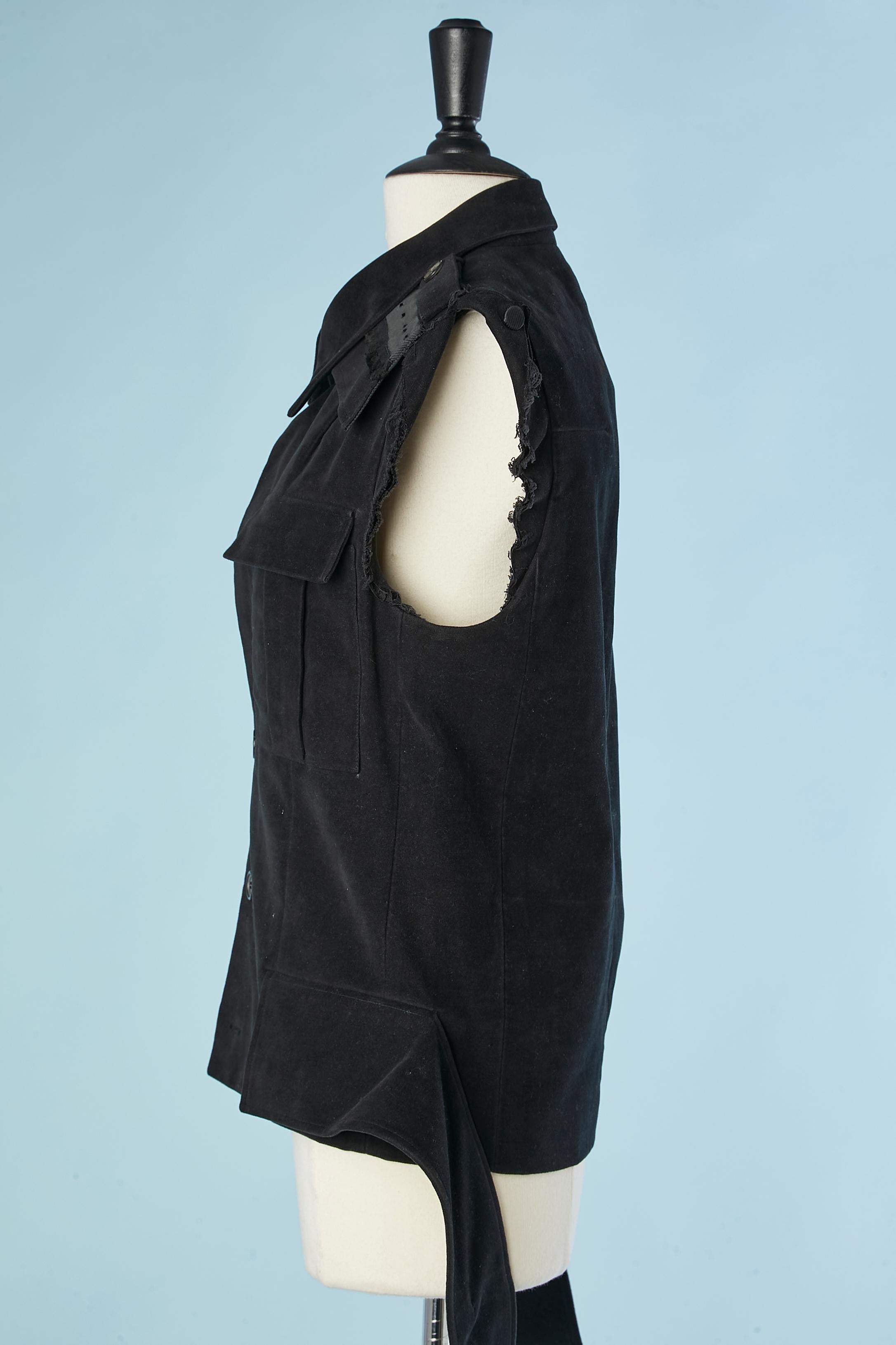 Black cotton sleeveless jacket Dior Homme par Hedi Slimane 1