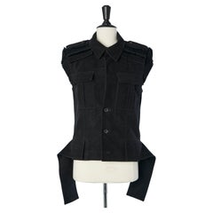 Black cotton sleeveless jacket Dior Homme par Hedi Slimane 