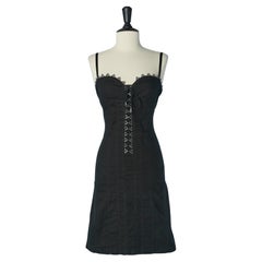 Robe en coton noir avec clous argentés  et lacets Roccobarocco Jeans