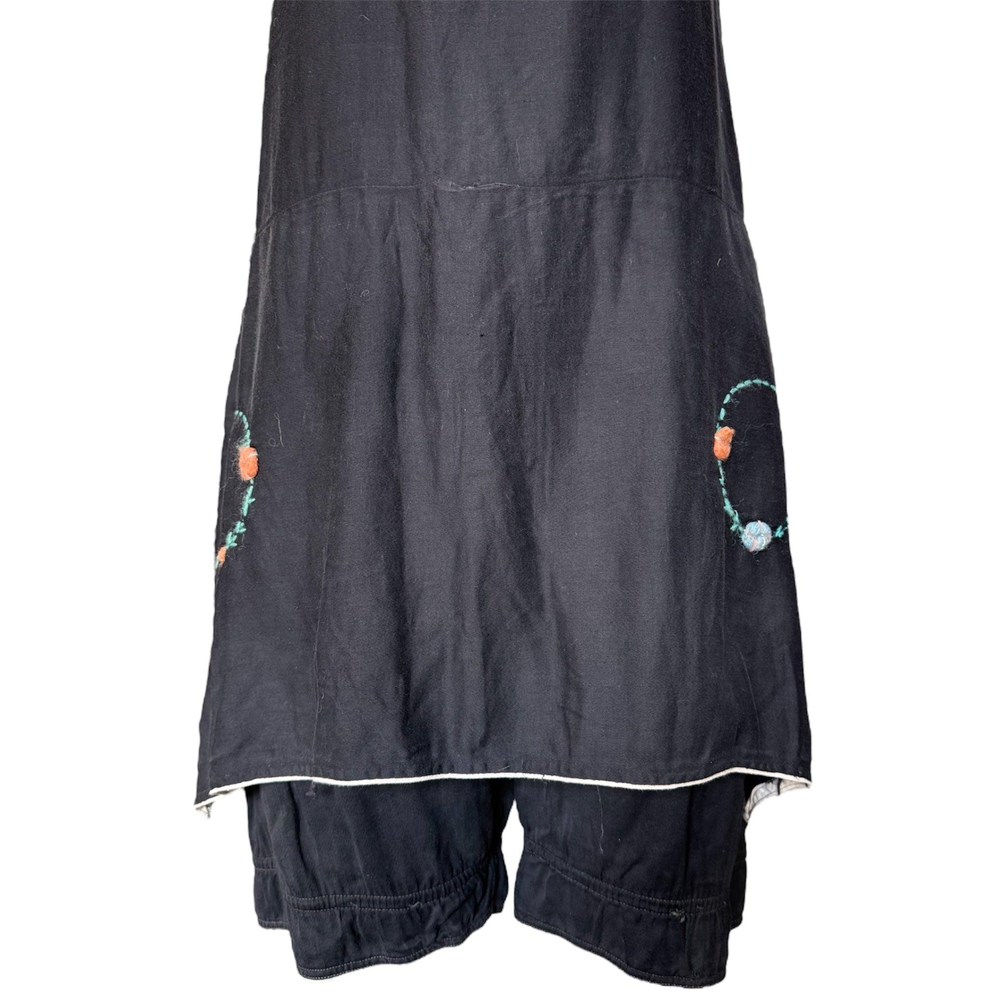 Traje de baño de algodón negro con bordado floral, años 20 Negro en venta