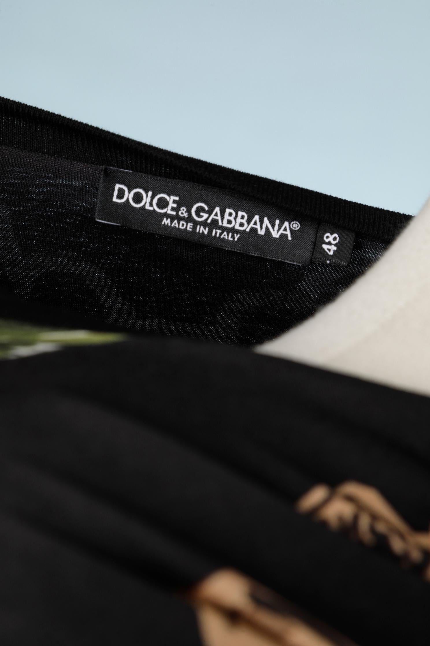 Black cotton tee-shirt with Far West print Dolce & Gabbana For Sale 4