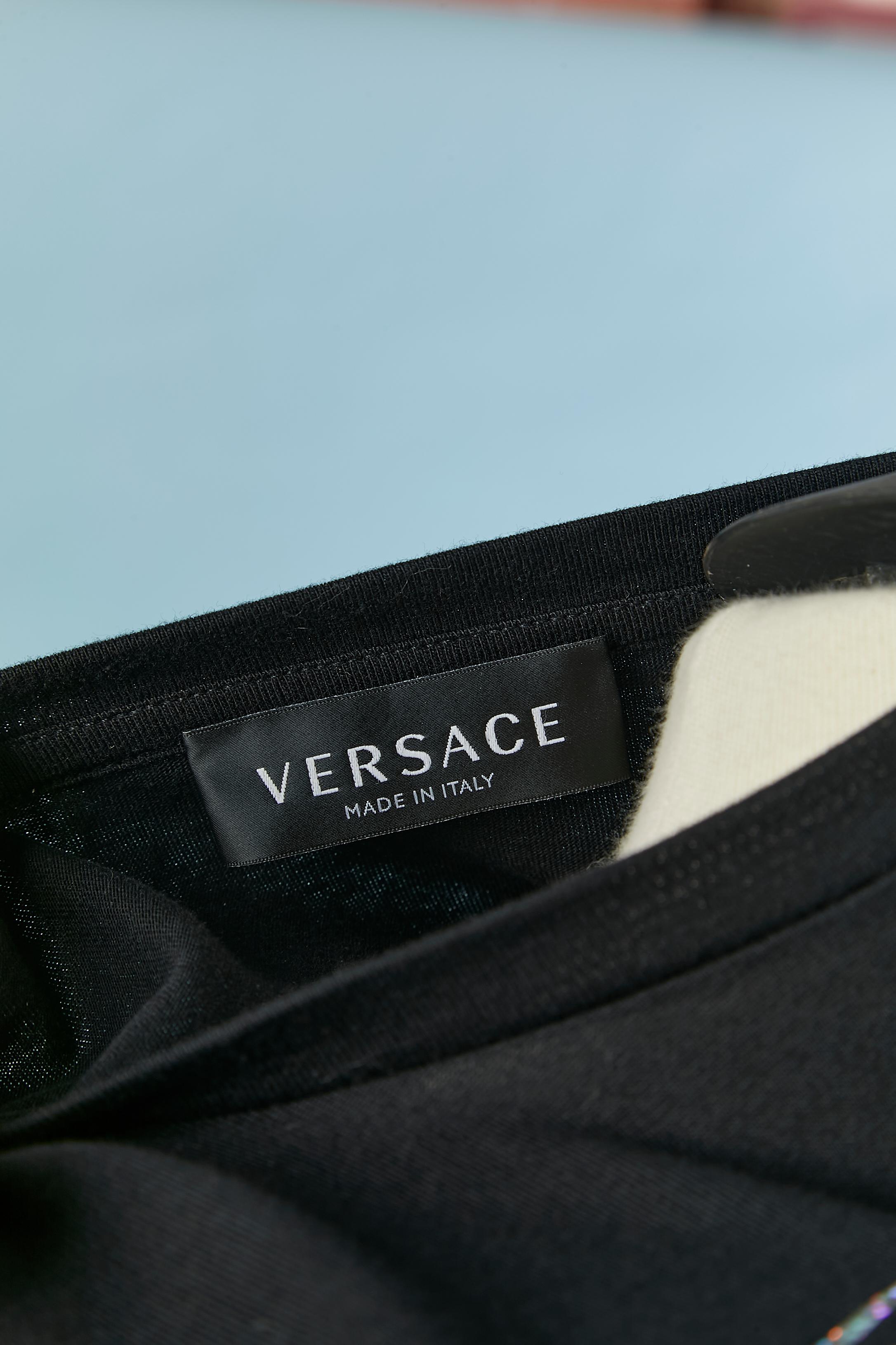 Tee-shirt en coton noir avec motif Medusa Versace  en vente 1