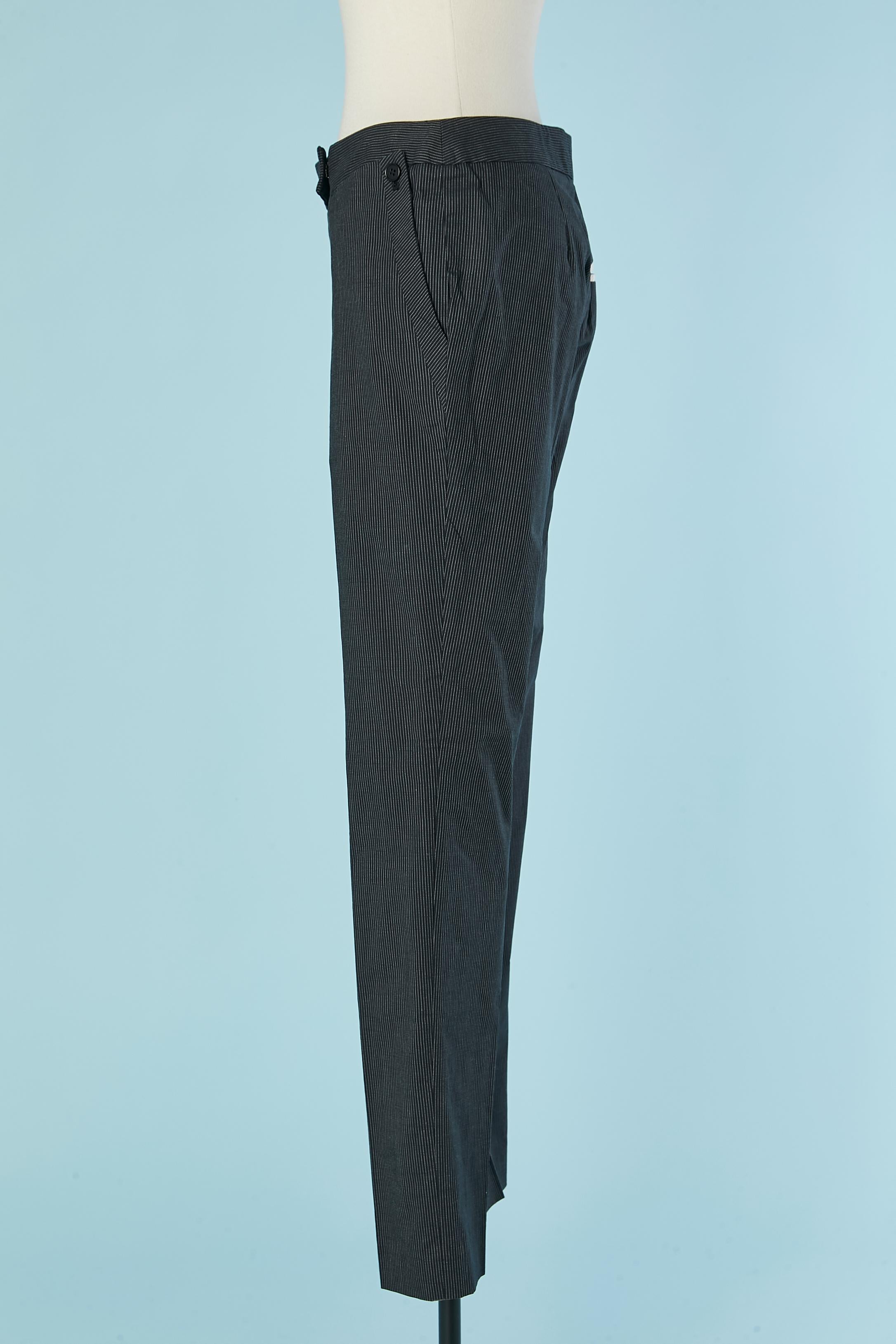 Nero Pantalone in cotone nero con sottile striscia bianca PAUL Smith Black Label New in vendita