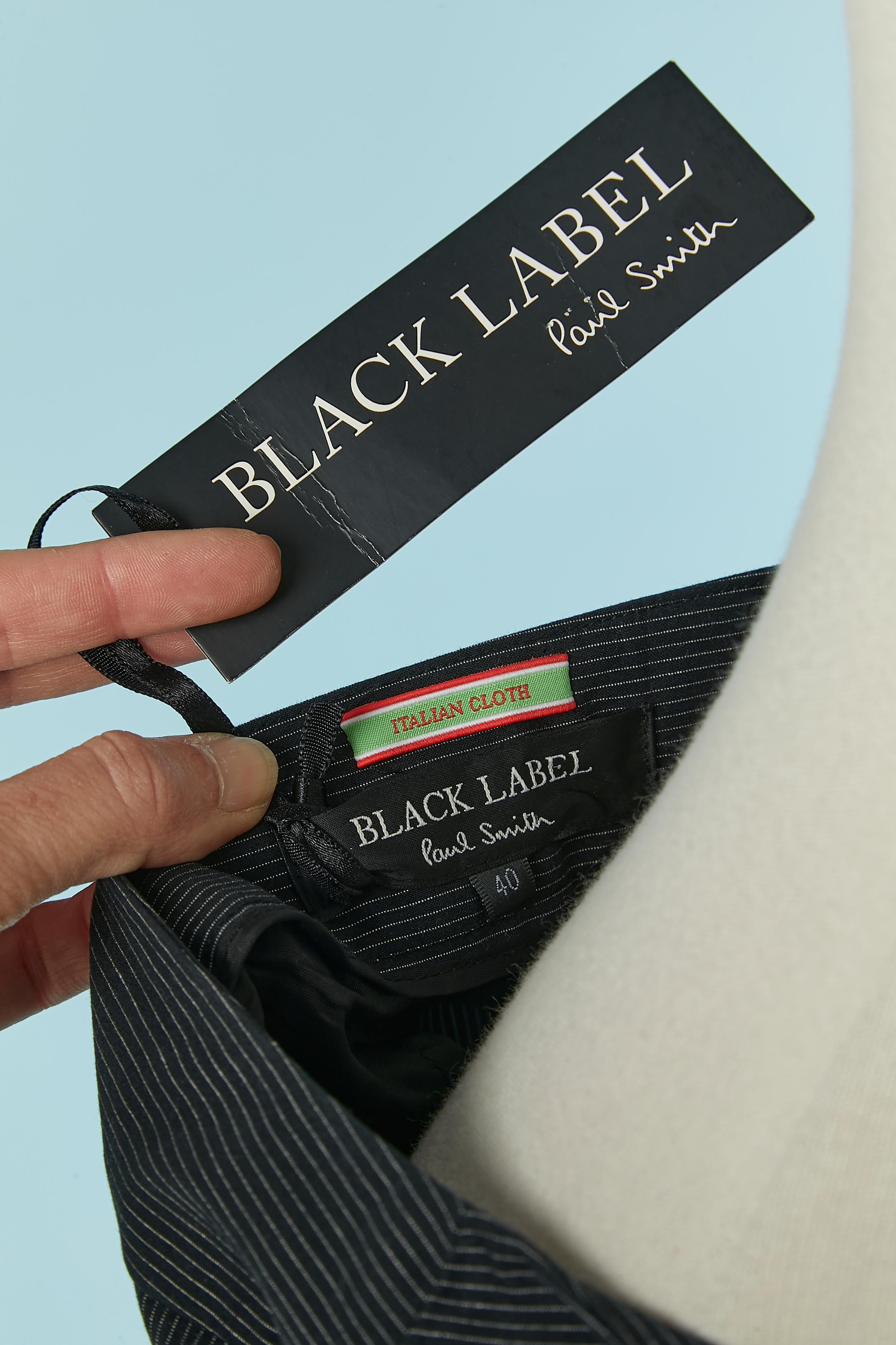 Pantalone in cotone nero con sottile striscia bianca PAUL Smith Black Label New in vendita 1