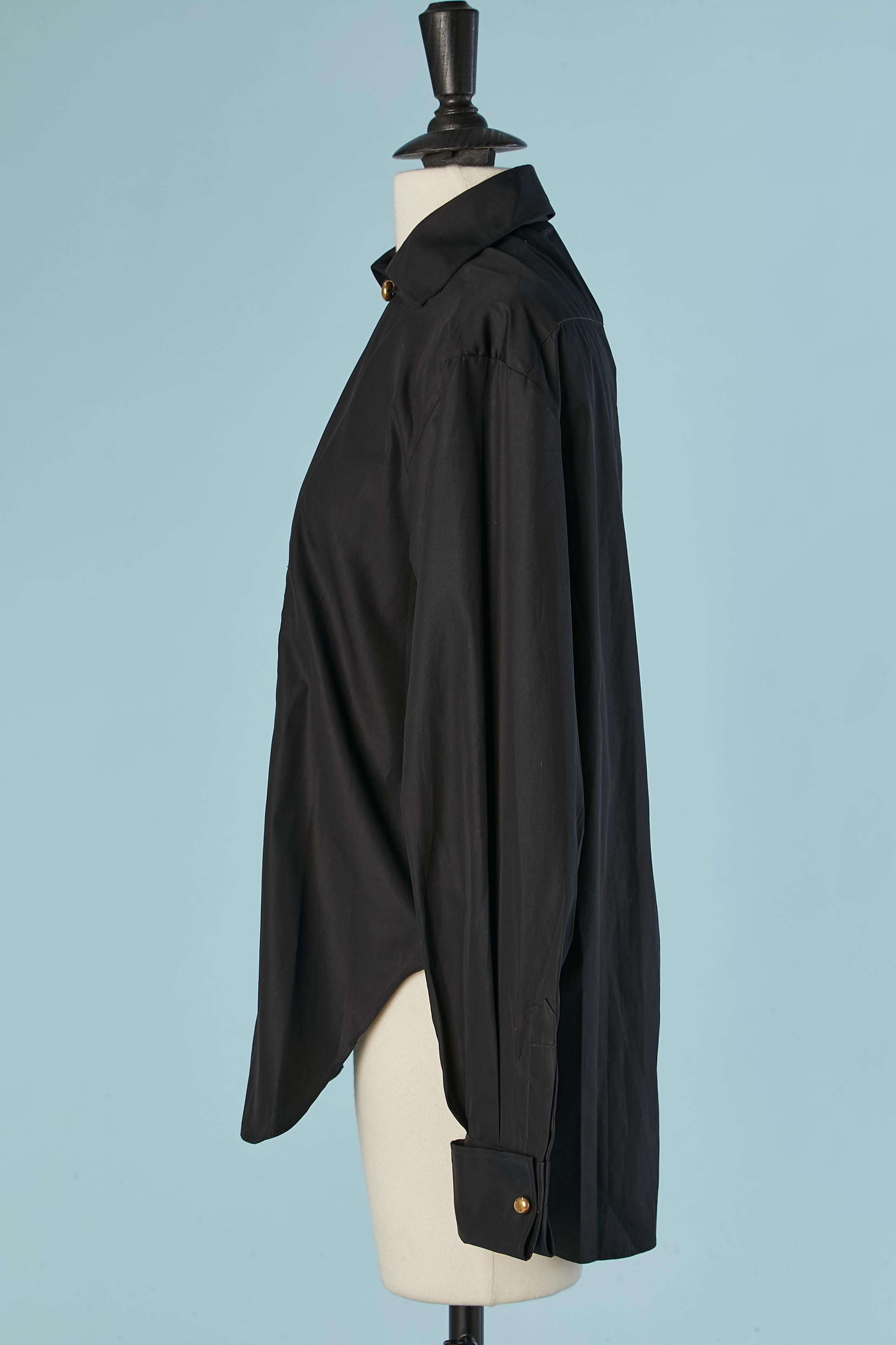 Noir Chemise tunique en coton noir CHRISTIAN DIOR en vente