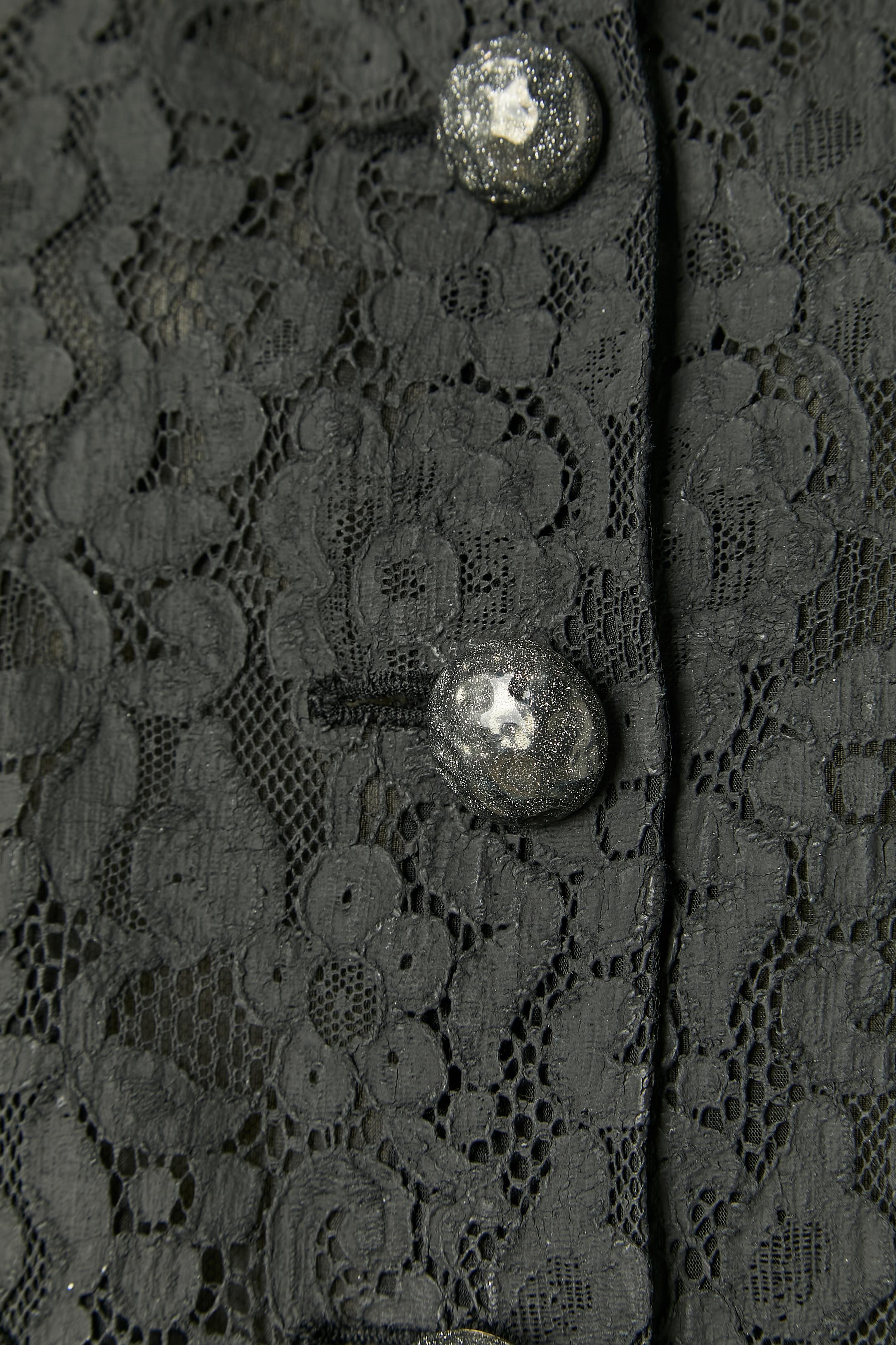 Giacca in tweed di cotone nero con inserto in pizzo Coates Chanel FW 2005 In condizioni ottime in vendita a Saint-Ouen-Sur-Seine, FR