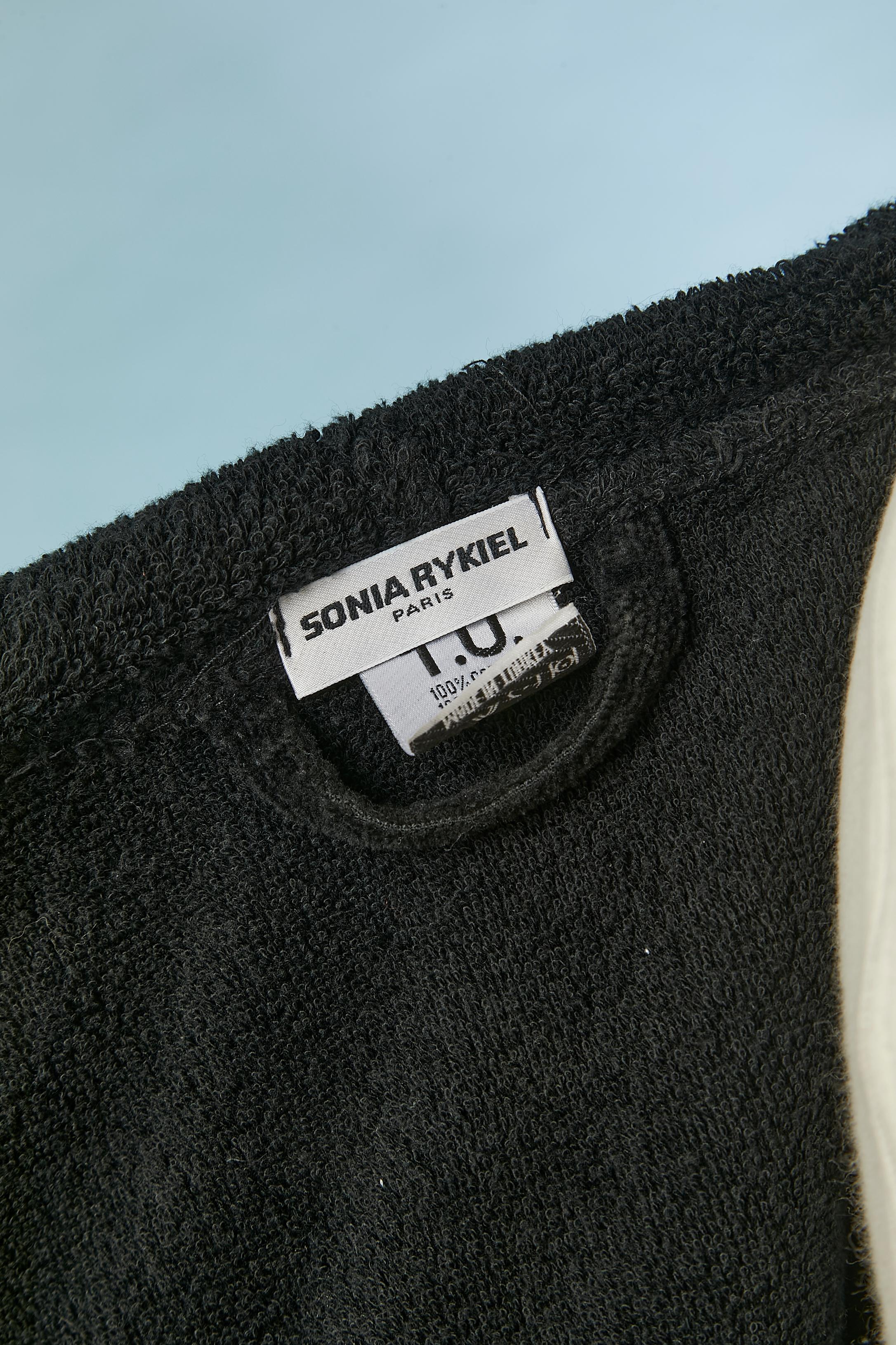 Black cotton velvet robe with hood, pockets and belt Sonia Rykiel  For Sale 2